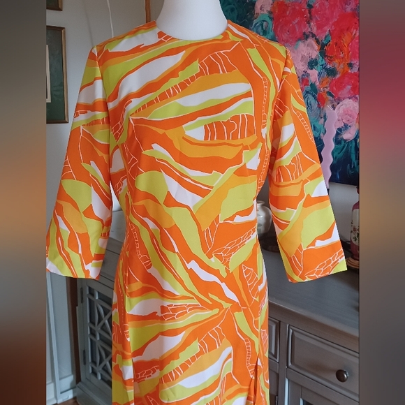 RARE 70s Psychadelic Neon Kaftan Dress With Matching Shorts! - Picture 2 of 16